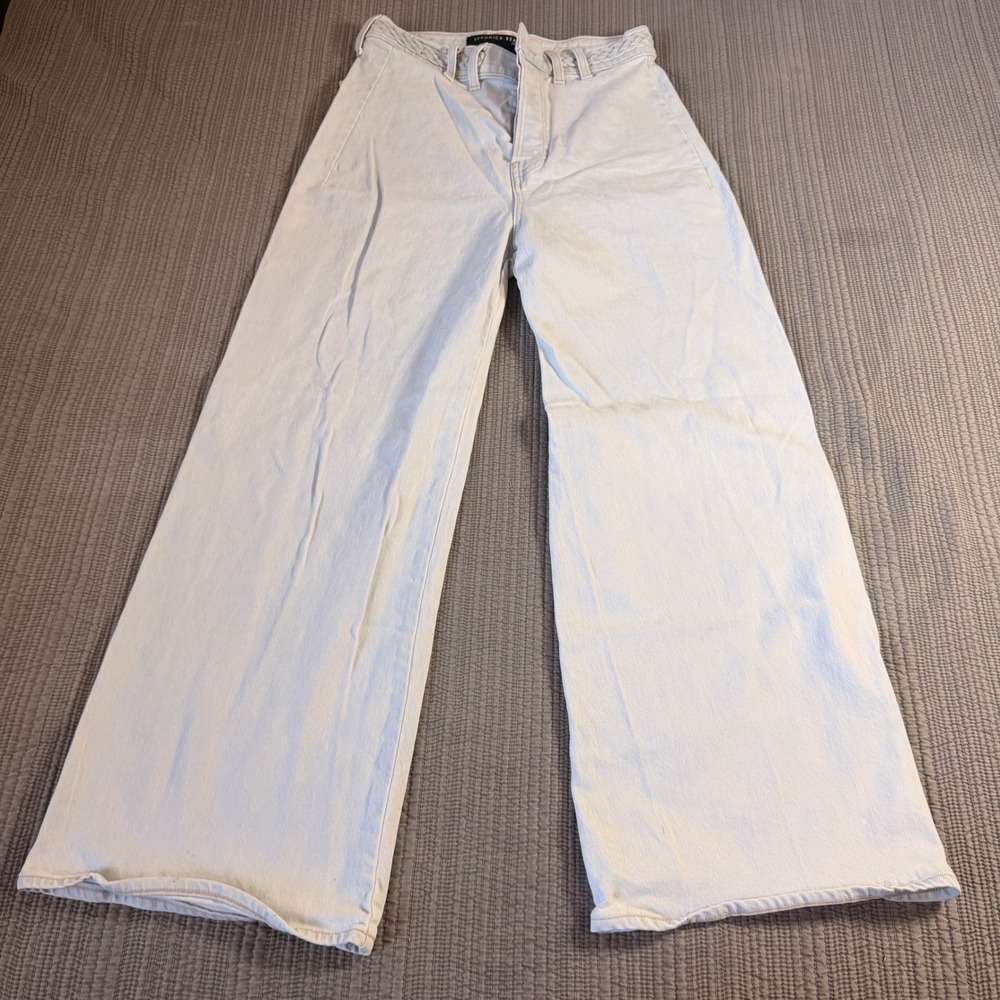 Veronica Beard Jeans 29 Light Wash Braided Waist High Rise Wide Leg Denim Pants